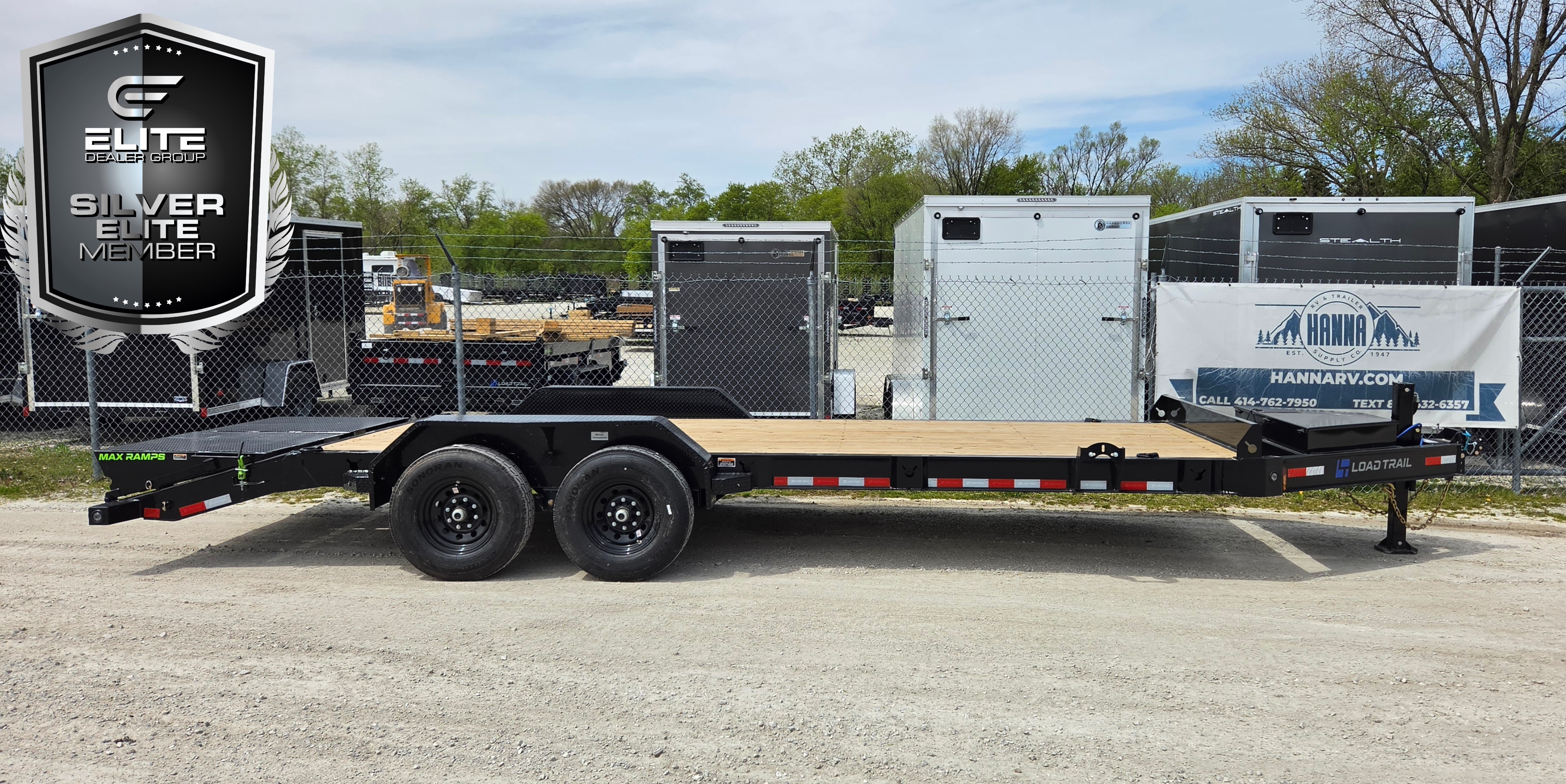 Load Trail 83 X 22 Tandem Axle 14,000 Lb Steel Car Hauler / Equipment Trailer- I-Beam Frame and Max Ramps and Hydraulic Jack